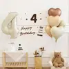 Juego de 10 Globos para Fiesta de Cumpleaños Estilo Ins, Globos de Foil de Número de 32 Pulgadas Color Crema, Pegatinas de Número de Fieltro
