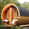Barril en Forma Mayorista Madera de Hierro Canadiense Cedro Rojo Sauna Exterior Jardín Madera Maciza Sauna Cabina de Fitness