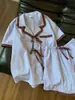 Pijama cárdigan de rayas en el cuello de color contrastante para mujer, nueva llegada de primavera, shorts holgados, manga corta, conjunto de ropa para el hogar, se puede usar fuera
