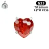 F136 Aleación de Titanio Forma de Corazón Fondo Plano Corte de Fuegos Artificiales Montaje de Cuatro Garras Cuerpo de Circonita en Forma de Corazón Joyería para Perforaciones Corporal Venta al por Mayor