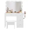 Tocador de Estilo Europeo con Luces, Tocador de Dormitorio, Mesa de Maquillaje Minimalista Moderna con Gabinete de Almacenamiento Integrado, Mesa de Estudio de Fotografía