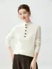 Suéter de cashmere gola alta para mulheres, novo suéter de tricô grosso de corte solto, top de cashmere modelador, segunda pele