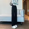 Pantalones deportivos de pierna ancha tipo plátano, ajuste slim, para mujer talla grande, otoño nuevo, cintura elástica, tiro alto, con caída, casual, de pierna recta