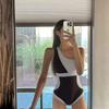 Traje de Baño Sexy de Una Pieza con Un Hombro al Estilo Coreano para Mujer 2025 Nuevo Estilo Push-Up de Busto Cubre Vientre Adelgazante Look Traje de Baño para Aguas Termales