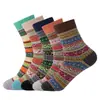 Calcetines de rizo coreanos de invierno en caña de punto grueso lindo estilo étnico retro cálidos gruesos calcetines para mujer de lana de tracción para mujer