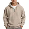 Sudadera para hombre europea y americana, sudadera con capucha casual de gofre de color liso, manga larga, media cremallera, peso pesado de Amazon