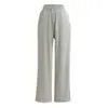 Calça Casual Listrada de Cintura Elástica com Cordão Estilo Preguiçoso Perna Larga Outono Nova Versátil Solta Emagrecimento Reta para Mulheres