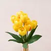 Flores artificiales, plantas verdes, flores simuladas, flores de seda, tulipanes de linterna de 9 cabezas, para escaparates de tiendas, arreglos florales de arte de lujo ligero