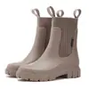 Botas de chuva Chelsea de cano médio moda transfronteiriça botas de chuva elásticas femininas Botas Martins botas de água antiderrapantes botas de chuva sapatos de chuva de tecido fly