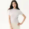 Nueva colección de otoño: 100% cachemira, cuello alto medio, manga corta, para mujer, elegante y con estilo, corte ajustado, suéter corto de punto para usar en capas