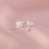 Pendientes Huecos de Nudo de Lazo de Plata Pura S999 para Mujer, Pendientes de Lujo Ligero de Gama Alta, Pendientes Pequeños y Dulces de Estilo Lindo al por Mayor