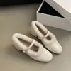 Zapatos Mary Jane de Tacón Grueso para Mujer Invierno 2025 Nuevo Estilo Francés de Noche Zapatos Peludos para Mujer para Usar Zapatos de Hada con Forro de Lana de Tacón Alto