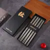 Pauzinhos de Titânio Puro Domésticos High-End 5 Pares Caixa de Presente Grau Alimentício Resistente a Altas Temperaturas Antiderrapante Saudável Utensílios de Mesa