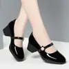Zapatos Elegantes de Noche Primavera y Otoño Zapatos de Mujer 2024 Nuevos Zapatos Bajos de Piel Punta Cuadrada Planos de Una Correa Mary Jane Zapatos de Dama de Honor