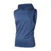 Transfronterizo 2025 Nuevo Verano Hombres Talla Europea Chaleco Deportivo con Capucha Color Sólido Chaleco de Fitness Jersey Exportación Europea y Americana