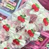Dulce y Lindo Bordado Pequeño Lazo de Encaje de Cereza Rosa Círculo Intestinal Infantil Círculo para Cola de Caballo de Pony Niña Banda Elástica Titular