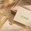 Collar Popular Transfronterizo de Acero de Titanio con Diseño de Estrella y Luna, No se Desvanece, Joyería de Lujo Ligero en Forma de Corazón, Accesorio de Collar de Zirconia Versátil de Nicho para Mujer