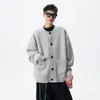 Suéter Cardigan Retrô Americano para Homens, Marca Tendência de Outono, Tricô Estilo Preguiçoso para Casal, Jaqueta Casual de Bolso Grande High Street
