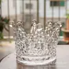 Portavelas de Cristal con Corona de Agua Pintado en Oro, Taza de Velas Aromáticas, Soporte para Velas, Cenicero, Caja de Almacenamiento para Esponjas de Belleza y Joyas