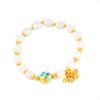 Nuevo Pulsera Antigua China Sha Oro Ágata Blanco Natural Ping An Feliz Bola de Dragón Azul Pulsera Antigua Femenina Año del Dragón 2024