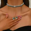 Conjunto de Colar e Brincos de Cristal Brilhante de Alta Qualidade Europeu e Americano Transfronteiriço Colar de Strass Brincos Acessórios de Performance de Dança
