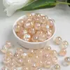 Cuentas Redondas de Nácar Ding Yi K12 con Pan de Oro, Resina Galvanizada de Alto Brillo con Agujero Pasante, Cuentas Sueltas para Accesorios de Cadena de Teléfono DIY