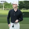 Pgm Ropa de Golf para Hombre Camiseta de Manga Larga Otoño e Invierno Top Deportivo Grado 3A Antibacteriano Absorción de Humedad Secado Rápido Elástico Manga Larga