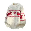 Suéter de punto con cuello redondo para hombre, abrigo, ropa interior térmica con estampado de reno jacquard, temporada de otoño e invierno, Amazon transfronterizo, Navidad