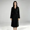 Casaco de Lã Vermelho Estilo Hepburn para Mulheres, Novo Outono e Inverno 2026 Casaco de Lã Espesso de Comprimento Médio com Botões Duplos