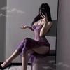 Nuevo Sexy Ropa Interior Sexy Camisón de Encaje Caliente Exportación Cintura Alta Abertura Pasión Pijama Traje Morado 2647