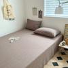 Sábana de Algodón Lavado de Color Sólido Pieza Única Algodón Puro 100% Algodón Juego de Sábana Individual para Dormitorio de Estudiante Funda de Almohada Sábana Juego de Tres Piezas