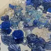 Novo Cor Sólida Azul Safira Gelo Transparente Azul Safira Borda Dourada Azul Escuro Misturado Material DIY Artesanal Atacado TikTok em Estoque