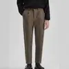 Pantalones cropped de lana de alta gama para hombre, resistentes a las arrugas y no necesitan planchado, nuevos pantalones de traje ajustados estilo business casual para otoño e invierno para hombre