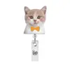 Pinza de Cocodrilo Carrete Acrílico Retráctil Insignia Fácil de Tirar Cabeza de Gato Maestro Gato Lindo Estudiante Hebilla de Tirar Cuidado Médico