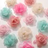 Niña dulce organza borde quemado color sólido malla hilo flor diy hecho a mano todo partido pasador accesorios para el cabello accesorios para la ropa venta al por mayor
