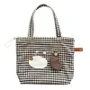 Bolsa de Lona Fofa de Desenho Animado da Moda para Mulheres Nova de Nicho Xadrez Bolsa de Mão para Viagem e Dia a Dia Bolsa de Ombro Único Transversal para Mulheres