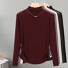2026 Nueva Camiseta de Moda para Mujer con Cuello Medio Alto y Mangas Largas, Estilo Primavera, Elegante, Mangas Caídas, Ceñida a la Cintura, Top Adelgazante 1688