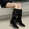 Botas de Caballero 2026, Botas Largas, Punta Fina, Tacón Alto, Otoño/Invierno, Tacón Grueso de Moda, Nuevas Botas Vaqueras Occidentales de Caña Alta