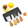 Set de Cuatro Piezas de Herramientas de Madera para Queso Más Vendido Transfronterizo, Cuchillo para Queso de Acero Inoxidable, Cuchillo para Cortar Mantequilla, Raspador de Mango de Madera, Accesorio Magnético
