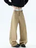 Pantalones casuales de trabajo color caqui multibotón ajustables para hombre, otoño, rectos, de cintura alta, holgados, versátiles, de pierna ancha, jeans