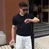 Camisa Polo Tricô Camiseta de Manga Curta Masculina Gola Lapela Texturizada Estilo Old Money Negócios Seda de Gelo Verão Transfronteiriço Fábrica Atacado