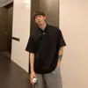 2025 Verão Nova Camiseta de Manga Curta com Decote V de Alta Qualidade Masculina Solta Tamanho Grande Texturizada Meia-manga Top Tendência Masculino