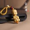 Chaveiro de carro de buxo esculpido mil mãos Guanyin Baby Buddha Cinnabar Peace Key Pingente Presente