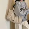 Nova Bolsa de Lona Outono 2026 Estilo Coreano Retrô Cor Sólida Grande Capacidade Bolsa Tote para Trabalho Deslocamento Bolsa de Ombro Casual
