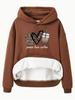 Código Europeo Transfronterizo Otoño e Invierno Peuce ama el café Sudadera con Capucha de Manga Larga con Bolsillo Canguro y Forro Polar