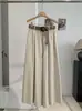 KEKEZOON Estilo Coreano Color Sólido Caída Casual Pantalón Falda Pierna Ancha Mujer Cintura Alta Adelgazante Pantalón Largo con Cinturón Moderno 9115