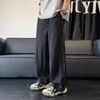 Pantalones Deportivos de Verano Finos de Marca de Moda con Puntadas de Contraste Blancas de Secado Rápido para Hombre, Pierna Ancha, Estilo Americano Recto Suelto Casual