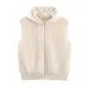 Ins estilo europeo y americano transfronterizo 2026 nueva moda elegante chaleco cárdigan con capucha y cremallera para mujer al por mayor para ir al trabajo