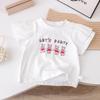 Corea del Sur Niñas Verano Popular en Internet Camiseta Dulce Nueva Niños Lindo Cuello Redondo Estampado Volantes Costuras Manga Corta