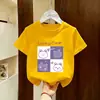 Camiseta de Algodón 100% Puro para Niña, Cuello Redondo, Manga Corta, Nuevo Estilo de Verano, Ropa de Moda para Niños y Bebés, Estampado de Dibujos Animados, Top Versátil